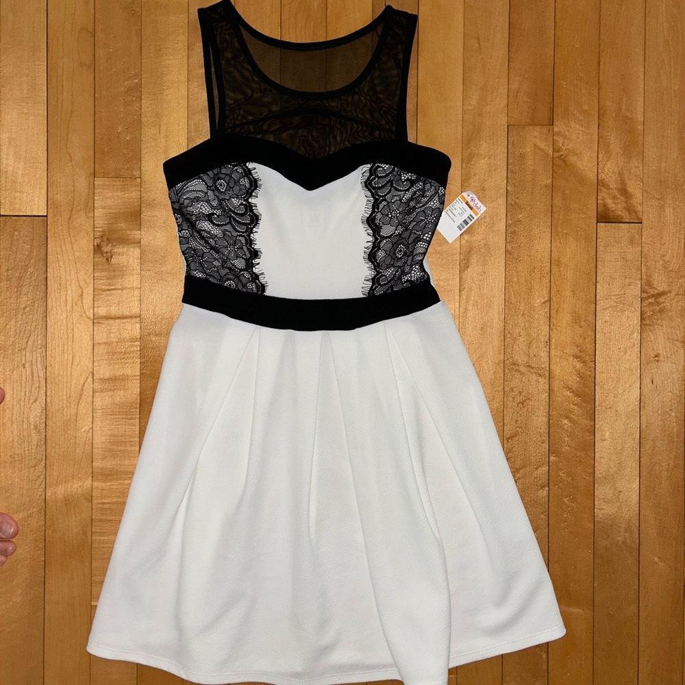 Deb Black and White Fit and Flare Mini Dress women’s junior’s